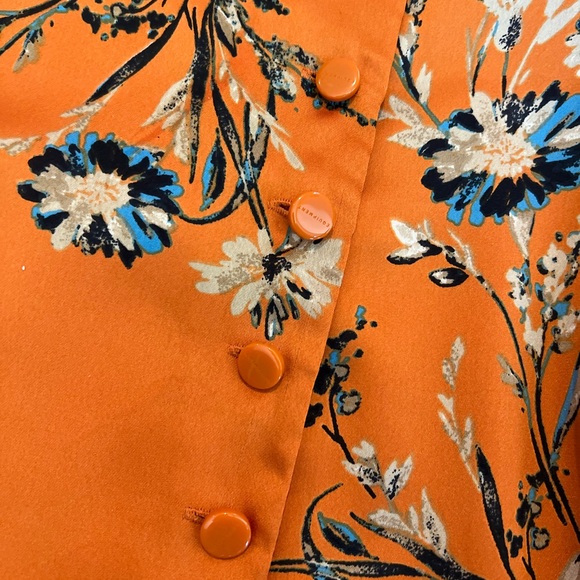Equipment Floral Orange Wrap Dress Size Large - Picture 10 of 16